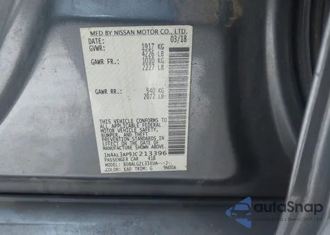 2018 Nissan Altima 2.5 S из США, поврежденный, VIN 1N4AL3AP9JC213396